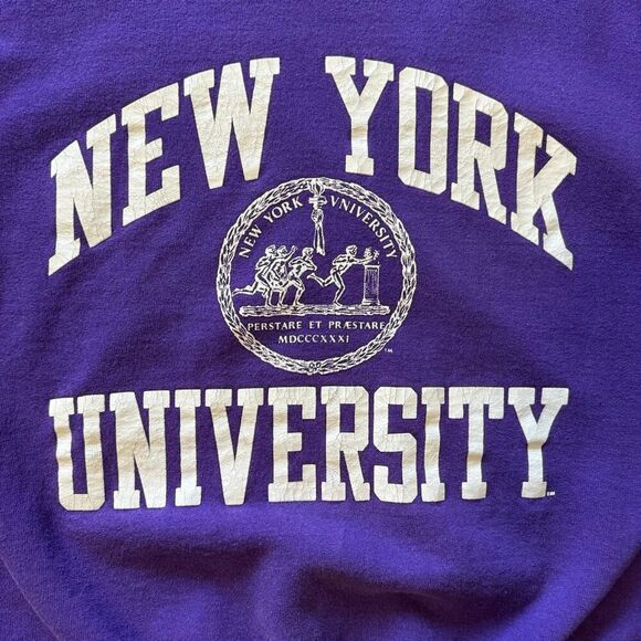 Vintage Y2K Champion New York University Purple Crewneck Sweatshirt Size Large - Picture 2 of 6